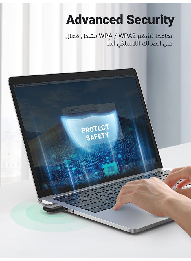 يو جرين محول دونجل AC650 لاسلكي شبكي صغير بمنفذ USB وواي فاي ثنائي النطاق بتردد 2.4 جيجاهرتز و5 جيجاهرتز ومناسب لأجهزة الكمبيوتر بنظام تشغيل ويندوز 11 و10 و8.1 و8 و7 وماك 10.11-11.6 ولينكس 2.6.18-5.3 - Image 5